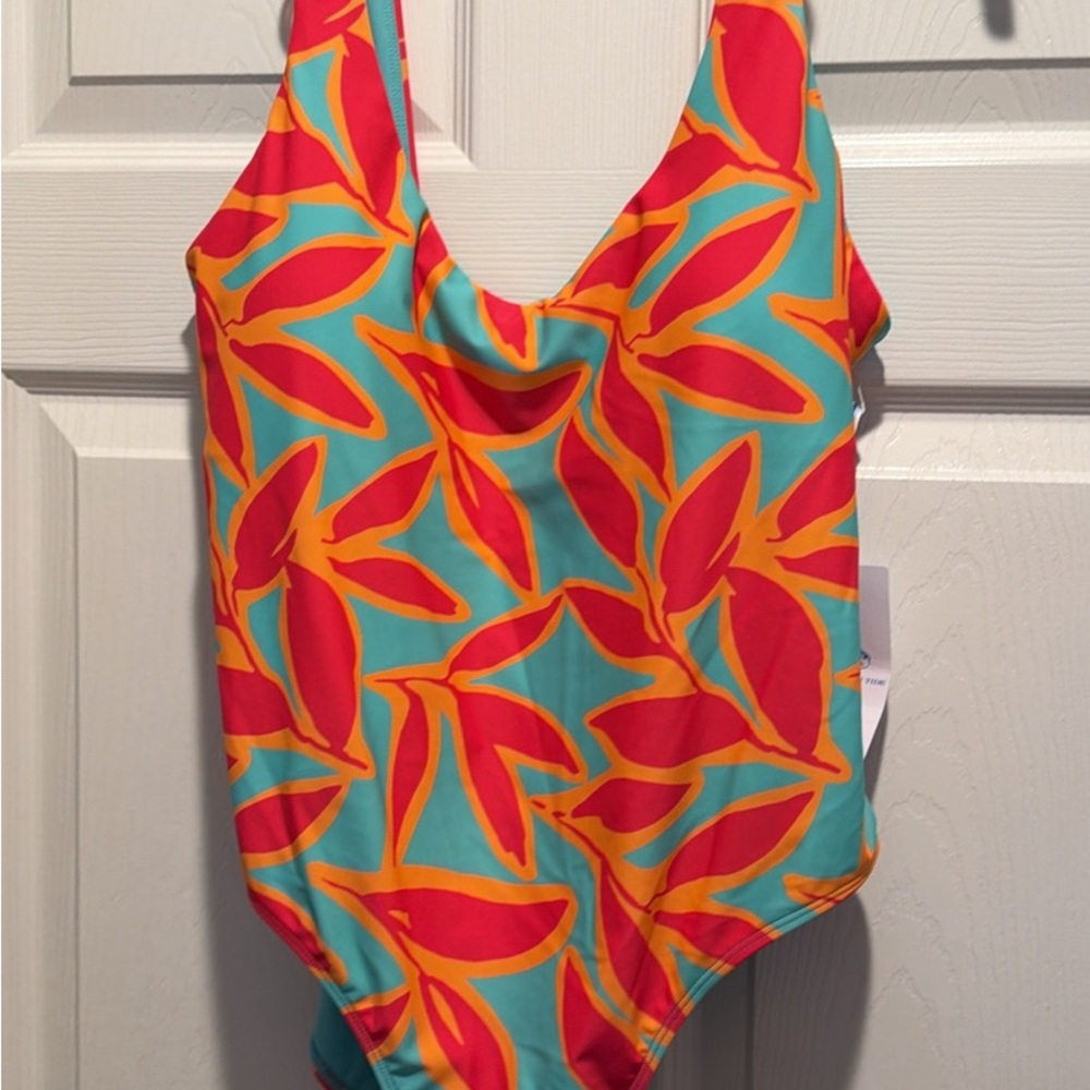 Southern Tide Vibrant Red and Orange One Piece Swimsuit